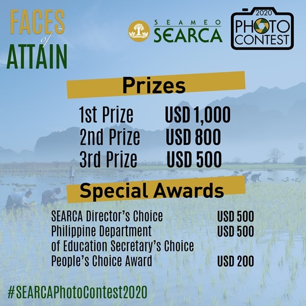 14th SEARCA Photo Contest (2020) - Faces of ATTAIN - Prizes