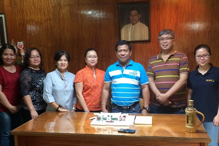 L-R: Ms. Katherine Torres, Dr. Lourdes Icalla, Dr. Ma. Concepcion Mores, Dr. Bessie Burgos, Pres. Jesse Zamora, Prof. Rolando Bello, and Ms. Angelic Reglos