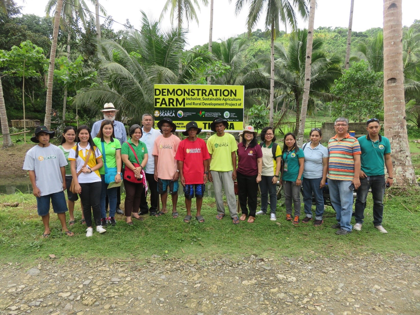 ISARD Growers, LGU Inopacan ISARD Team, VSU ISARD Team, and SEARCA ISARD Team in a Tilapia Fishpond Demonstration Farm with Dr. Friedhelm G&ouml;ltenboth the father of rainforestation.