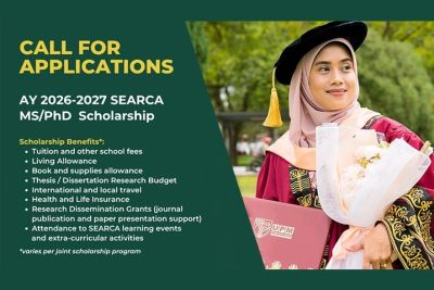 SEARCA now accepting MS, PhD scholarship applications for AY 2026–2027